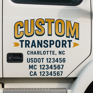 Custom Truck Door Lettering Sign Decal Sticker For Trucking, Businesses with City, State and USDOT, MC, GVW Truck Sign (2-Pack)
