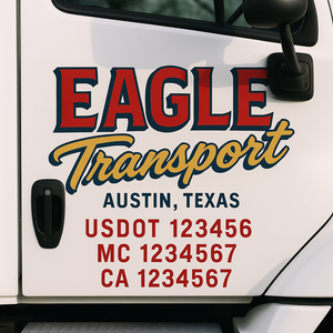 Custom Truck Door Lettering Sign Decal Sticker For Trucking, Businesses with City, State and USDOT, MC, GVW Truck Sign (2-Pack)