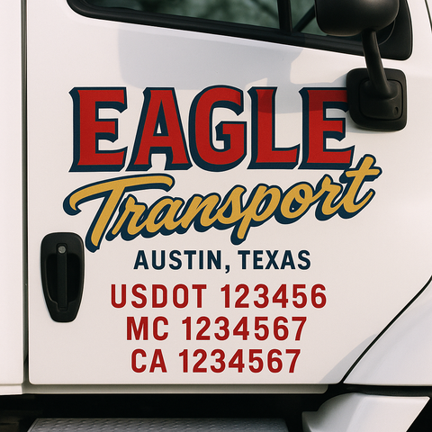 Custom Truck Door Lettering Sign Decal Sticker For Trucking, Businesses with City, State and USDOT, MC, GVW Truck Sign (2-Pack)