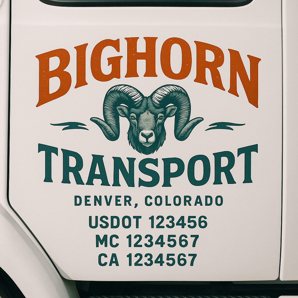Custom Truck Door Lettering Sign Decal Sticker For Trucking, Businesses with City, State and USDOT, MC, GVW Truck Sign (2-Pack)