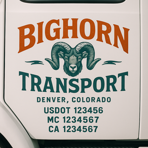 Custom Truck Door Lettering Sign Decal Sticker For Trucking, Businesses with City, State and USDOT, MC, GVW Truck Sign (2-Pack)