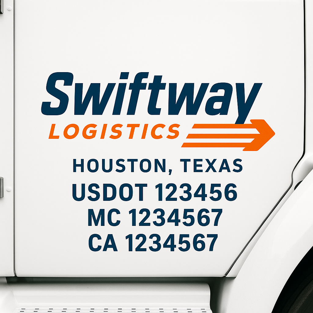 Custom Truck Door Lettering Sign Decal Sticker For Trucking, Businesses with City, State and USDOT, MC, GVW Truck Sign (2-Pack)