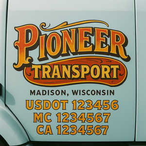 Custom Truck Door Lettering Sign Decal Sticker For Trucking, Businesses with City, State and USDOT, MC, GVW Truck Sign (2-Pack)