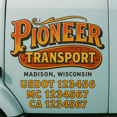 Custom Truck Door Lettering Sign Decal Sticker For Trucking, Businesses with City, State and USDOT, MC, GVW Truck Sign (2-Pack)