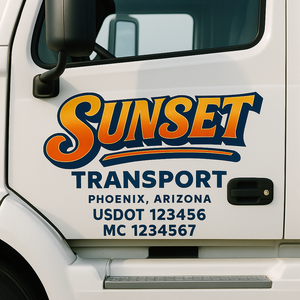 Custom Truck Door Lettering Sign Decal Sticker For Trucking, Businesses with City, State and USDOT, MC, GVW Truck Sign (2-Pack)