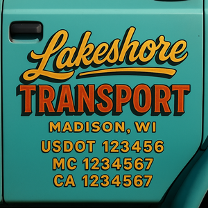 Custom Truck Door Lettering Sign Decal Sticker For Trucking, Businesses with City, State and USDOT, MC, GVW Truck Sign (2-Pack)