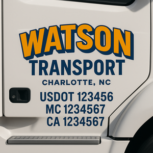 Custom Truck Door Lettering Sign Decal Sticker For Trucking, Businesses with City, State and USDOT, MC, GVW Truck Sign (2-Pack)