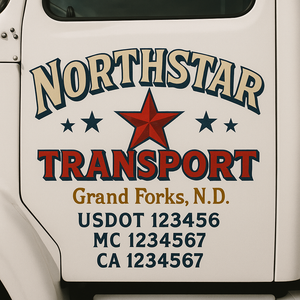 Custom Truck Door Lettering Sign Decal Sticker For Trucking, Businesses with City, State and USDOT, MC, GVW Truck Sign (2-Pack)