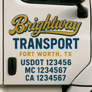Custom Truck Door Lettering Sign Decal Sticker For Trucking, Businesses with City, State and USDOT, MC, GVW Truck Sign (2-Pack)