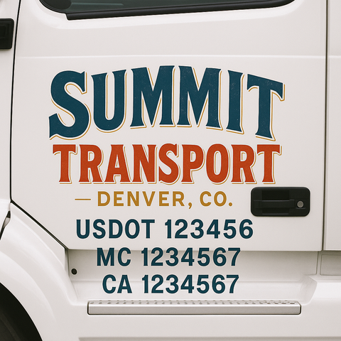 Custom Truck Door Lettering Sign Decal Sticker For Trucking, Businesses with City, State and USDOT, MC, GVW Truck Sign (2-Pack)