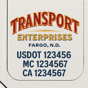 Custom Truck Door Lettering Sign Decal Sticker For Trucking, Businesses with City, State and USDOT, MC, GVW Truck Sign (2-Pack)