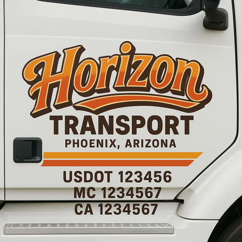 Custom Truck Door Lettering Sign Decal Sticker For Trucking, Businesses with City, State and USDOT, MC, GVW Truck Sign (2-Pack)