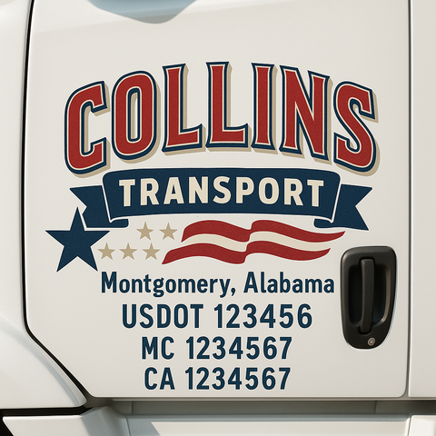 Custom Truck Door Lettering Sign Decal Sticker For Trucking, Businesses with City, State and USDOT, MC, GVW Truck Sign (2-Pack)