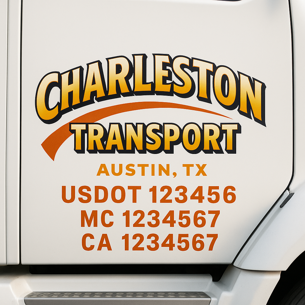 Custom Truck Door Lettering Sign Decal Sticker For Trucking, Businesses with City, State and USDOT, MC, GVW Truck Sign (2-Pack)