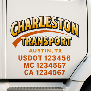 Custom Truck Door Lettering Sign Decal Sticker For Trucking, Businesses with City, State and USDOT, MC, GVW Truck Sign (2-Pack)
