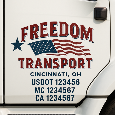 Custom Truck Door Lettering Sign Decal Sticker For Trucking, Businesses with City, State and USDOT, MC, GVW Truck Sign (2-Pack)