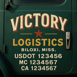 Custom Truck Door Lettering Sign Decal Sticker For Trucking, Businesses with City, State and USDOT, MC, GVW Truck Sign (2-Pack)