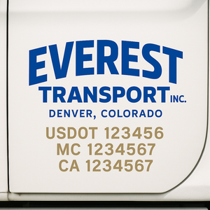 Custom Truck Door Lettering Sign Decal Sticker For Trucking, Businesses with City, State and USDOT, MC, GVW Truck Sign (2-Pack)