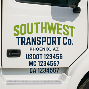 Custom Truck Door Lettering Sign Decal Sticker For Trucking, Businesses with City, State and USDOT, MC, GVW Truck Sign (2-Pack)