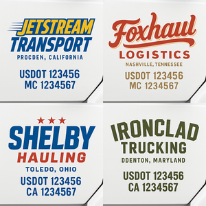 Custom Truck Door Lettering Sign Decal Sticker For Trucking, Businesses with City, State and USDOT, MC, GVW Truck Sign (2-Pack)