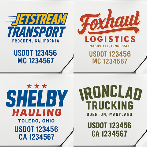 Custom Truck Door Lettering Sign Decal Sticker For Trucking, Businesses with City, State and USDOT, MC, GVW Truck Sign (2-Pack)