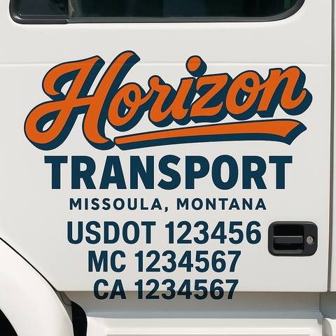 Custom Truck Door Lettering Sign Decal Sticker For Trucking, Businesses with City, State and USDOT, MC, GVW Truck Sign (2-Pack)