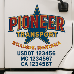 Custom Truck Door Lettering Sign Decal Sticker For Trucking, Businesses with City, State and USDOT, MC, GVW Truck Sign (2-Pack)