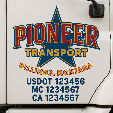 Custom Truck Door Lettering Sign Decal Sticker For Trucking, Businesses with City, State and USDOT, MC, GVW Truck Sign (2-Pack)