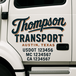 Custom Truck Door Lettering Sign Decal Sticker For Trucking, Businesses with City, State and USDOT, MC, GVW Truck Sign (2-Pack)