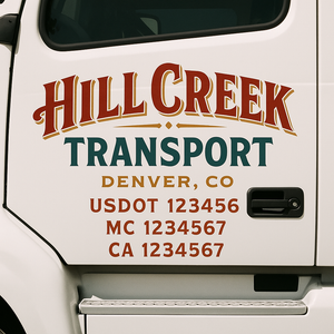 Custom Truck Door Lettering Sign Decal Sticker For Trucking, Businesses with City, State and USDOT, MC, GVW Truck Sign (2-Pack)