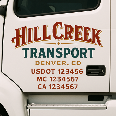 Custom Truck Door Lettering Sign Decal Sticker For Trucking, Businesses with City, State and USDOT, MC, GVW Truck Sign (2-Pack)