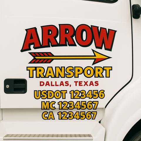 Custom Truck Door Lettering Sign Decal Sticker For Trucking, Businesses with City, State and USDOT, MC, GVW Truck Sign (2-Pack)
