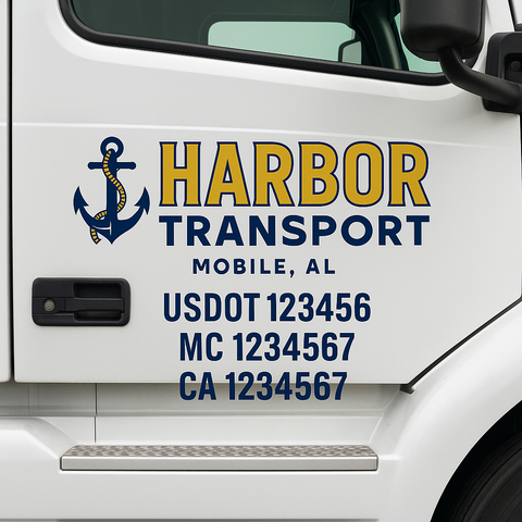 Custom Truck Door Lettering Sign Decal Sticker For Trucking, Businesses with City, State and USDOT, MC, GVW Truck Sign (2-Pack)