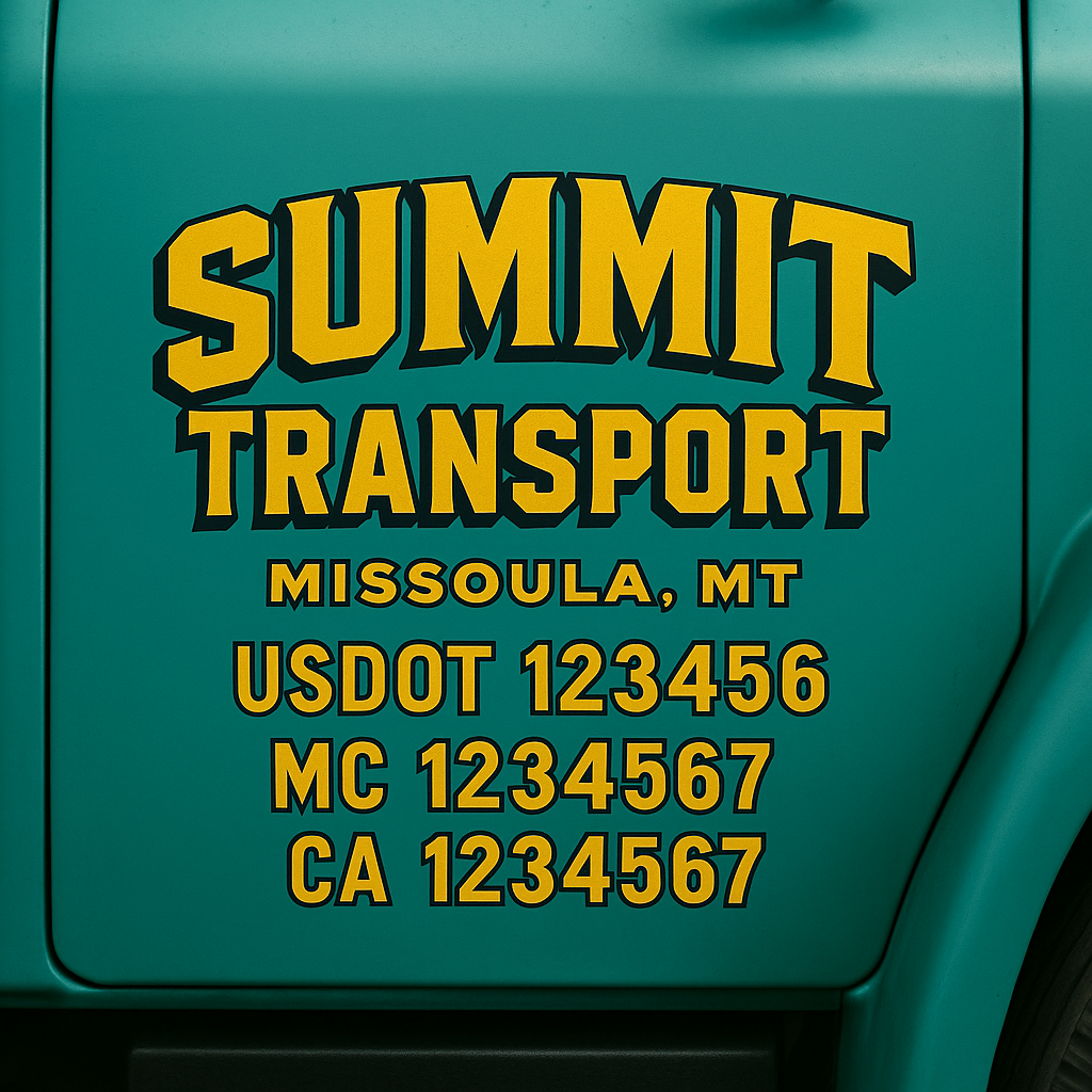 Custom Truck Door Lettering Sign Decal Sticker For Trucking, Businesses with City, State and USDOT, MC, GVW Truck Sign (2-Pack)