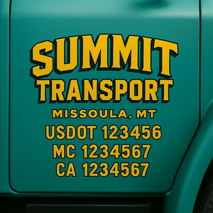 Custom Truck Door Lettering Sign Decal Sticker For Trucking, Businesses with City, State and USDOT, MC, GVW Truck Sign (2-Pack)