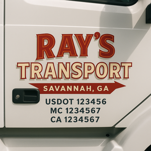 Custom Truck Door Lettering Sign Decal Sticker For Trucking, Businesses with City, State and USDOT, MC, GVW Truck Sign (2-Pack)