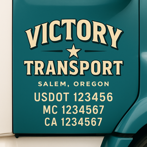 Custom Truck Door Lettering Sign Decal Sticker For Trucking, Businesses with City, State and USDOT, MC, GVW Truck Sign (2-Pack)