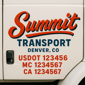 Custom Truck Door Lettering Sign Decal Sticker For Trucking, Businesses with City, State and USDOT, MC, GVW Truck Sign (2-Pack)