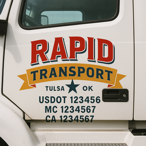 Custom Truck Door Lettering Sign Decal Sticker For Trucking, Businesses with City, State and USDOT, MC, GVW Truck Sign (2-Pack)