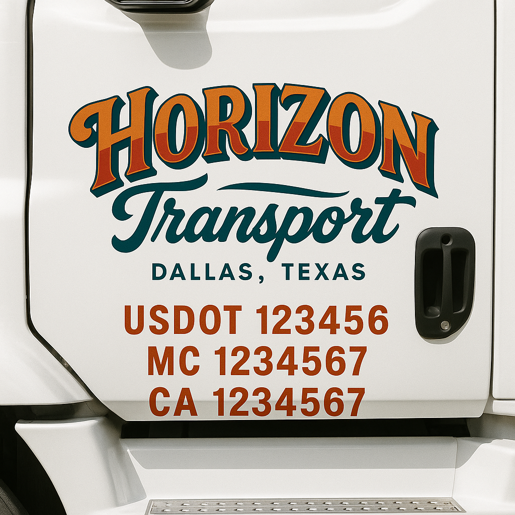 Custom Truck Door Lettering Sign Decal Sticker For Trucking, Businesses with City, State and USDOT, MC, GVW Truck Sign (2-Pack)