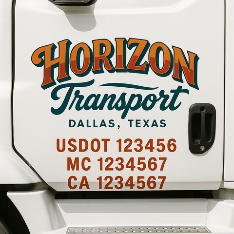 Custom Truck Door Lettering Sign Decal Sticker For Trucking, Businesses with City, State and USDOT, MC, GVW Truck Sign (2-Pack)