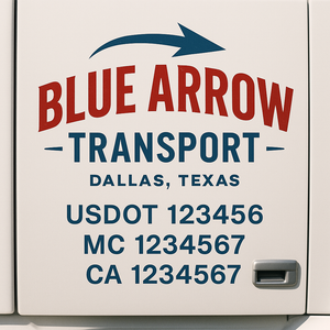 Custom Truck Door Lettering Sign Decal Sticker For Trucking, Businesses with City, State and USDOT, MC, GVW Truck Sign (2-Pack)