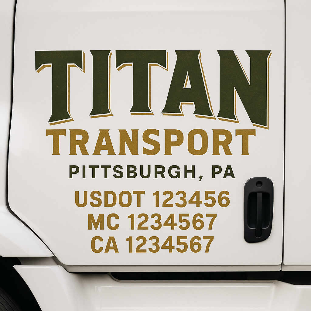 Custom Truck Door Lettering Sign Decal Sticker For Trucking, Businesses with City, State and USDOT, MC, GVW Truck Sign (2-Pack)