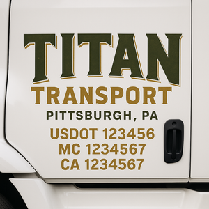 Custom Truck Door Lettering Sign Decal Sticker For Trucking, Businesses with City, State and USDOT, MC, GVW Truck Sign (2-Pack)