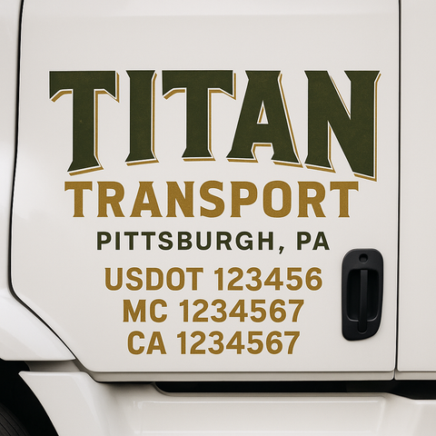 Custom Truck Door Lettering Sign Decal Sticker For Trucking, Businesses with City, State and USDOT, MC, GVW Truck Sign (2-Pack)