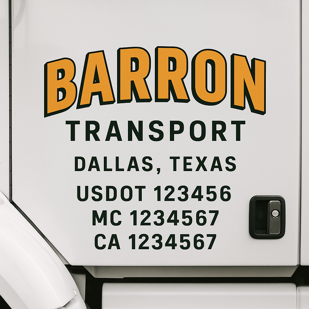 Custom Truck Door Lettering Sign Decal Sticker For Trucking, Businesses with City, State and USDOT, MC, GVW Truck Sign (2-Pack)