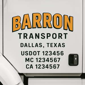 Custom Truck Door Lettering Sign Decal Sticker For Trucking, Businesses with City, State and USDOT, MC, GVW Truck Sign (2-Pack)