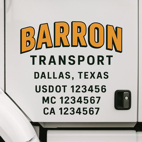 Custom Truck Door Lettering Sign Decal Sticker For Trucking, Businesses with City, State and USDOT, MC, GVW Truck Sign (2-Pack)