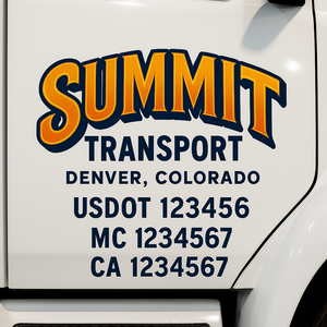Custom Truck Door Lettering Sign Decal Sticker For Trucking, Businesses with City, State and USDOT, MC, GVW Truck Sign (2-Pack)
