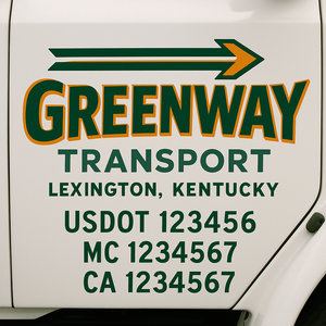Custom Truck Door Lettering Sign Decal Sticker For Trucking, Businesses with City, State and USDOT, MC, GVW Truck Sign (2-Pack)